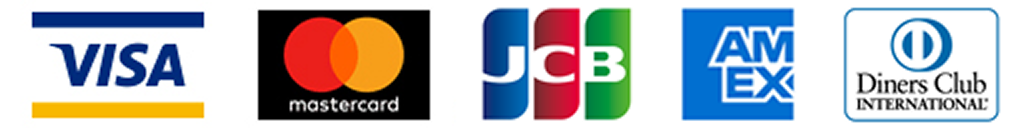 VISA、MasterCard、JCB、AMEX、DINERS ロゴ