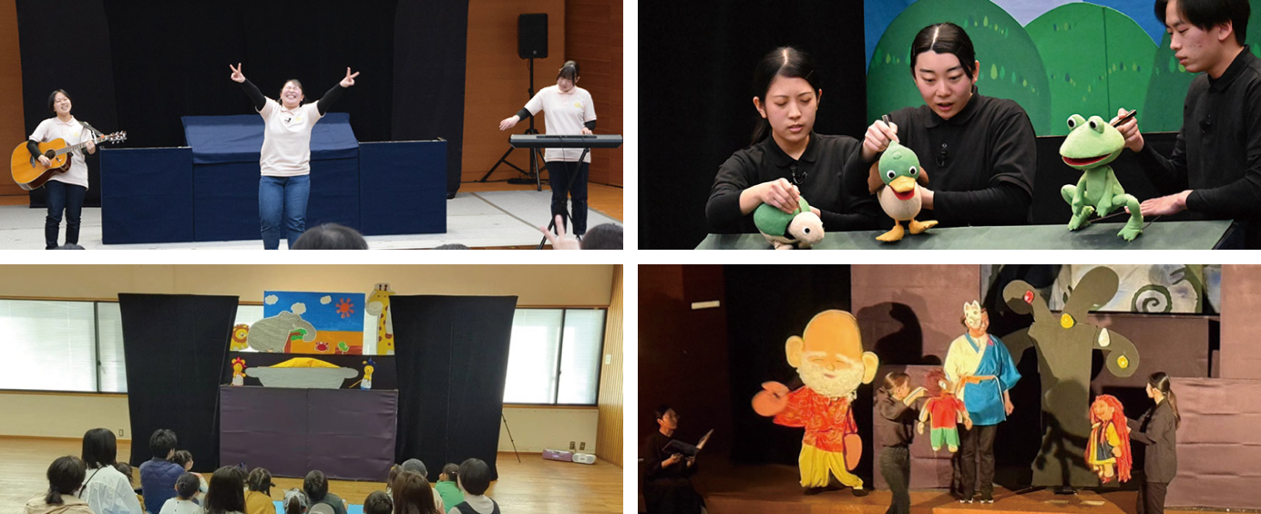 舞台上で歌や演劇が行われている写真